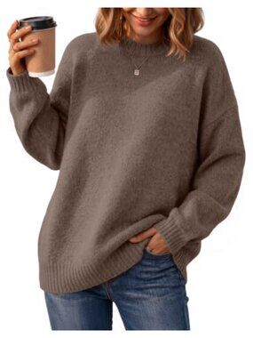 Oversized Crewneck Knit Pullover Sweater Cozy Casual Fall Winter